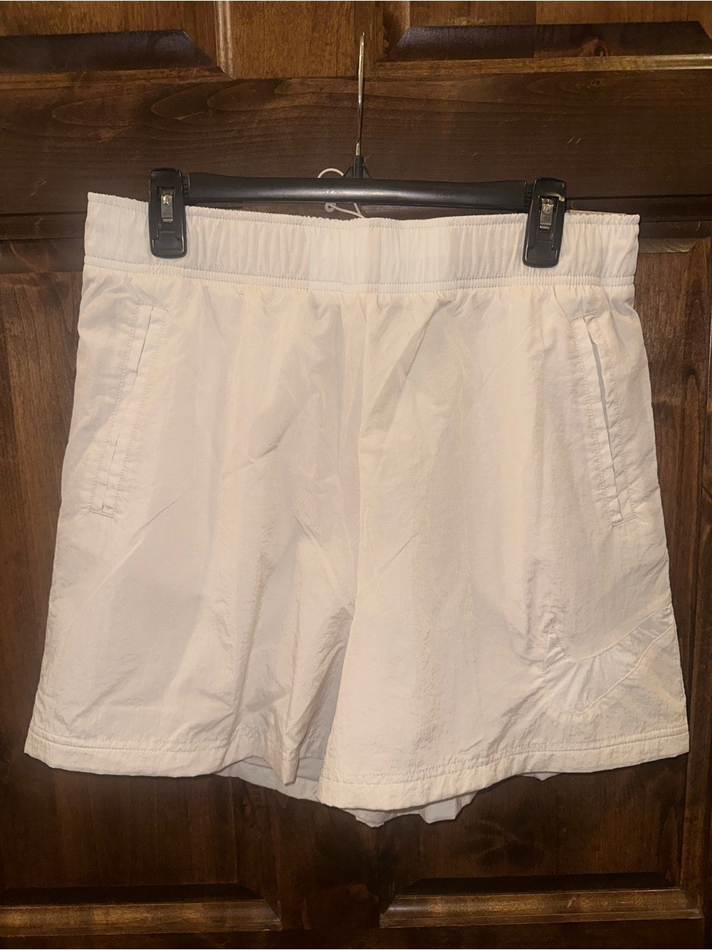 Nike Cream&White Elastic Waist Athletic Shorts